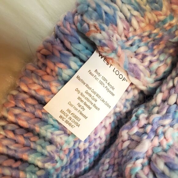 Colorful Pastel Knit Hat and Gloves Set Little Kids One Size Fits All - Picture 5 of 6